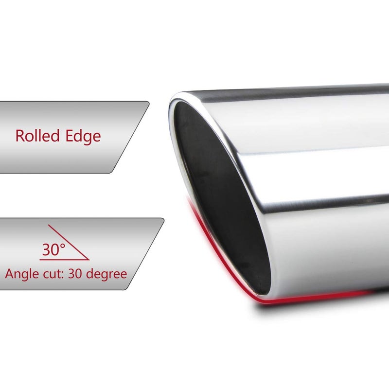 LCGP 2.5 Inch Inlet Exhaust Tip,2.5" x 4" x 12" Polished Exhaust Tailpipe Tip for Truck With Bolt On Design - Image 5